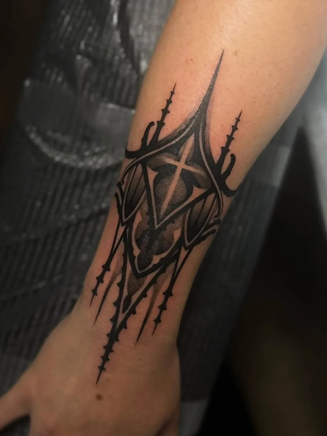 Gothic ornament with spikes by Preston, Alliance Tattoo Eugene Oregon